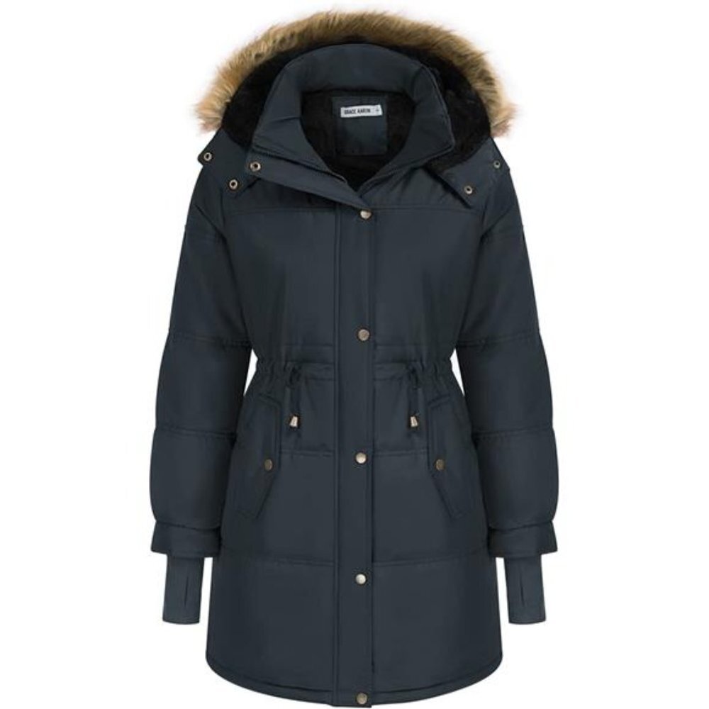 Women's Winter Coats Removable Hood Windproof Waterproof Faux Fur Jackets